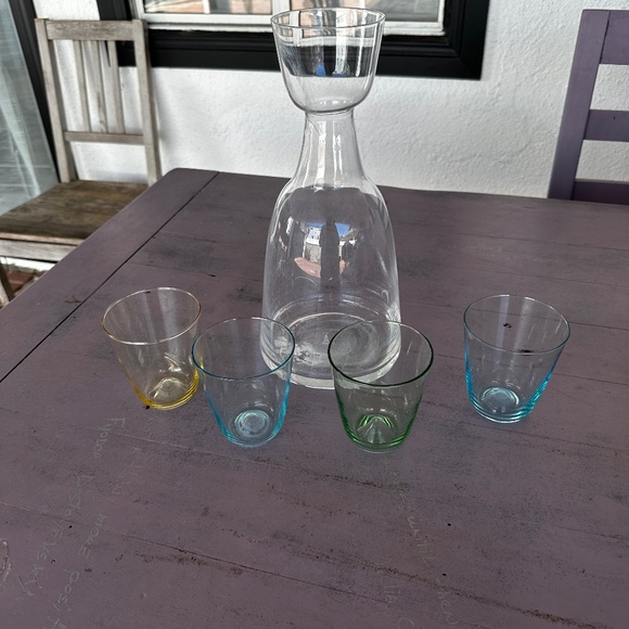 Anthropologie Sangria/Wine Carafe with 4 drinking glasses - Picture 6 of 10